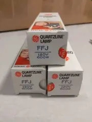 3x FFJ 600w 120v Quartzline Lamp GE Projector Bulb