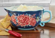 Pioneer Woman Keepsake Floral Batter Bowl ✨ Ceramic, Spout, Blue, New