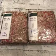 VTG Croscill Normandy Pole Top Lined 4PC Curtain Panels w Tie Backs 84"x84"