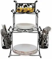 Maypes Chaffing Dish Buffet Set – 3-Tier Chaffee Buffet Set with Plate, Napkin and Silverware Holder – Buffet Caddy Plate Holder Organizer for Kitchen, Dining, Entertainment – Tiered Organizer