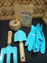 Kids Garden Activity Play Spade Fork & Gloves Set