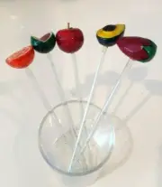 Handcrafted Glass & Papier Mache Swizzle/Cocktail Sticks - Set of 5