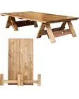 1.5m Low (boho) Rustic Picnic Trestle Table: 6-Seater Stained
