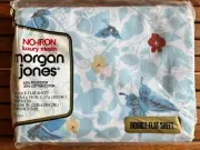 Vtg MORGAN JONES Butterflies Papillon Double Size Flat Sheet No Iron NOS SEALED