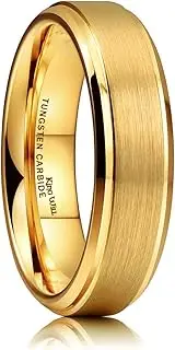 [King Will] Glory Men's 4mm 6mm 8mm Tungsten Carbide Ring 24k Gold Plated Domed Polished Finish Wedding Band