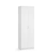 Ivy Broom Cupboard Pantry Storage Cabinet 2 Door 5 Tier Shelf Multipurpose White