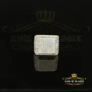 Yellow Silver 12.00ct Cubic Zirconia Square Men Adjustable Ring From SZ 9 to 11