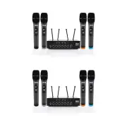 Pyle Wireless Microphone System Set w/ Bluetooth Receiver Base & 4 Mics (2 Pack)