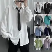 Long-Sleeve Plain Shirt Blue - 2XL