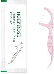 Holy rose Individually Wrapped Dental Flossers, Double Line Floss Picks 100 Count,Mint Flavour Floss Stick, Flosser Toothpicks Suitable for Travel Hotel Restaurant Office Car Teeth Clean.Pink