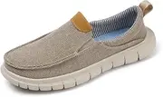 [Asifn] Mens Canvas Casual Shoes Non-Slip Breathable Loafers Comfortable Walking Shoes Lightweight Flat Driving Shoes