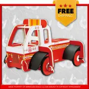 Buildex Real Wood Fire Engine Ride-On Toy Truck - Fire Department #28 - 12152