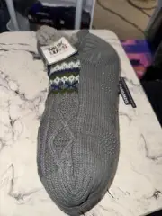 MUK LUKS Mens Cabin Ankle Socks S/M Shoe Size 8/10 Gray Multi-Color