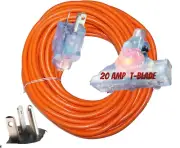 T-Blade Extension Cord Extra Heavy Duty 10/3 Triple Outlet Extension Cord 10 Gau