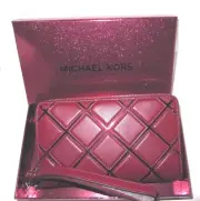 Michael Kors Jet Set Large Travel Tech Wallet Cherry Red Leather Boxed NWT $160