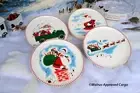 WEST ELM SANTA SALAD PLATES (4) -NIB- TREAT YOUR HOLIDAY TABLE TO ICONIC SANTA!