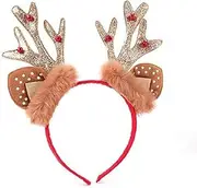 Christmas Reindeer Antlers Headband Xmas Reindeer Hair Band Sequins Deer Horn Headpiece for Christmas Party Cosplay