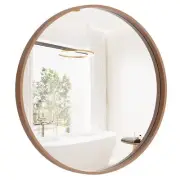 HOMECOOKIN Round Wood Mirror 24" Round Bathroom Wall Mirror Circle Mirrors fo...