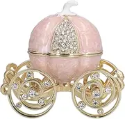 HEITIGN Vintage Faberge Egg Trinket Box Pumpkin Carriage Trinket Box Rich Enamel Sparkling Rhinestone Jewelery Case Store Luxury Gifts Romantic Home Decor