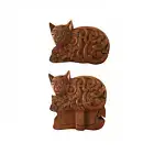 6" Wooden Trinket Jewelry Puzzle Box | Hand Carved | Cat Shaped | Brain Teaser