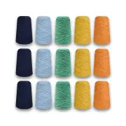 Tufting Yarn Bundle - 5 Color Packs (Indigo, Light Blue, Mustard, Pistachio G...