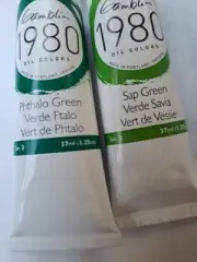 Gamblin 1980 OilColor Lot Of 2 Phthalo And Sap Green Pair 37ml Oil Paint Tubes