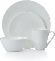 Mikasa Loria 16-Piece Bone China Dinnerware Set - Dishwasher & Microwave Safe, Service for 4, White