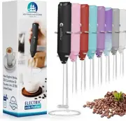 Powerful Milk Frother Handheld Foam Maker, Mini Whisk Drink Mixer for Black