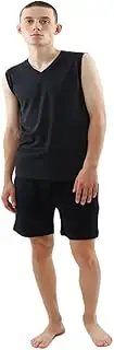 [Hanes] HM3EZ701 Men's V-Neck Undershirt, 2-Piece Set, Antibacterial, Odor Resistant, Sweat Absorbent, Quick Drying, 2P MESH V-Neck Sleeveless Shirt, Underwear, King, Black, LL