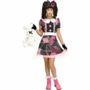 Child Deadly Stitched Voodoo Patchwork Dolly Dress Girls Halloween Costume M L