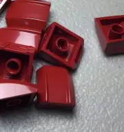 Lego Slope Curved 2 x 2 Lip, No Studs (Lot of 6) 30602 - Dark Red - FENDER PART
