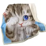 Adorable Baby Blue Eyes Kitty Cat Throw Blanket