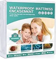 Queen Mattress Protector(6-10 in. Deep) Waterproof Mattress Cover Zippered Soft Breathable Skin-Safe Encasement for Queen Size Bed,60"x80"