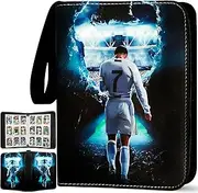 Soccer Card Binder 900 Pockets, 50 Sleeves Large Soccer Binder 3 Ring Zipper Trading Cards Holder 9 Pocket, Sport Card Collection Book Storage Organizer, Album Folder Case Protector Collector Gift