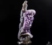 Amazing 3.5" Agate Amethyst Geode Carved Crystal Skull, Realistic