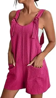 [Xunger] Women’s Casual Summer Rompers Overalls Tie Knot Strap Shorts Jumpsuit