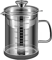 BinaryABC Yogurt Strainer,Nut Milk Strainer,Juice Food Strainer,Glass Teapot with Mesh Strainer,Stainless Steel Iced Tea Pitcher(1500ML)