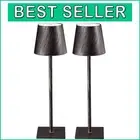 2 Pack Cordless Antique Copper Table Lamp - Stepless Dimming, Touch Control