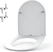 D Shape Toilet Seat Soft Close WHYFONE Toilet Seat with Quick Release for Easy Clean, Simple Top Fixing Slow Close Toilet Seats, Heavy Duty UF Anti-Bacterial Material Durable White Loo Seat Toilet Lid
