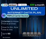 5G Triple Carrier - w/Unlimited Internet Hotspot Data Plan - 1st Month Included!