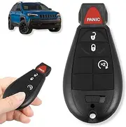 Boxonly Replacement Keyless Entry Remote Car Key Fob FCC ID GQ4-53T, 433 MHz, 4 Buttons with Door Key - Compatible with Jeep Cherokee (2014-2023 Models), OE# 68105083AG/68508732AA