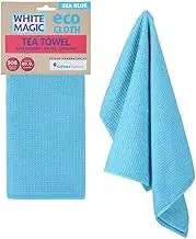 White Magic Tea Towel Single Pack, Sea Blue – Recycled Plastic Ultra Absorbent Microfibre, 70x50cm, Lint-Free, Quick-Drying, Durable & Stylish Kitchen Towel, Multi-Purpose Use, Easy Care