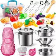 26PCS Play Kitchen Accessories, Kitchen Pretend Play Cooking Toys W/ Stainless