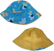 Childrens Kids Boys Summer Reversible Blue Animal Pattern Bucket Bush Hat