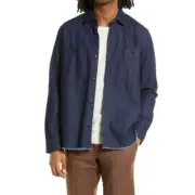 NWT TED BAKER 2 S Enfield Denim Over Shirt Jacket Shacket Dark Blue Button Down
