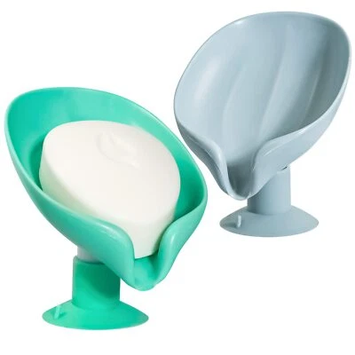 2 Pcs Leaf Shape Soap Saver Self Draining Soap Dish Keep Soap Dry for Bathroom