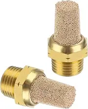 uxcell Pneumatic Muffler G 1/8, 2 Pack Sintered Bronze Brass Air Compressor Exhaust Muffler Filters Air Solenoid Valve Muffler Fitting for Automation Pneumatic Equipment, Golden