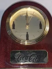 Coca-Cola Quartz Desk Clock Wood & Brass Coke Collectible Timepiece - e19