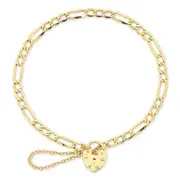 9kt Yellow Gold Silver Infused Padlock Bracelet