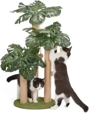 31.5Inch Cat Scratching Post,Cat Scratcher Tree with 3 Scratching Poles & 2 Inte
